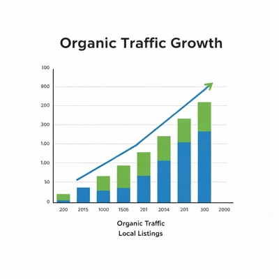 Graph showing increased organic traffic due to local listings
