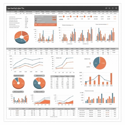 A detailed financial spreadsheet or budget plan with charts and graphs, indicating strategic allocation of funds for expat marketing, no text, no words, no typography, clean image