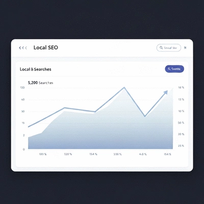 Graph and analytics data showing increased local SEO performance, no text, no words, no typography